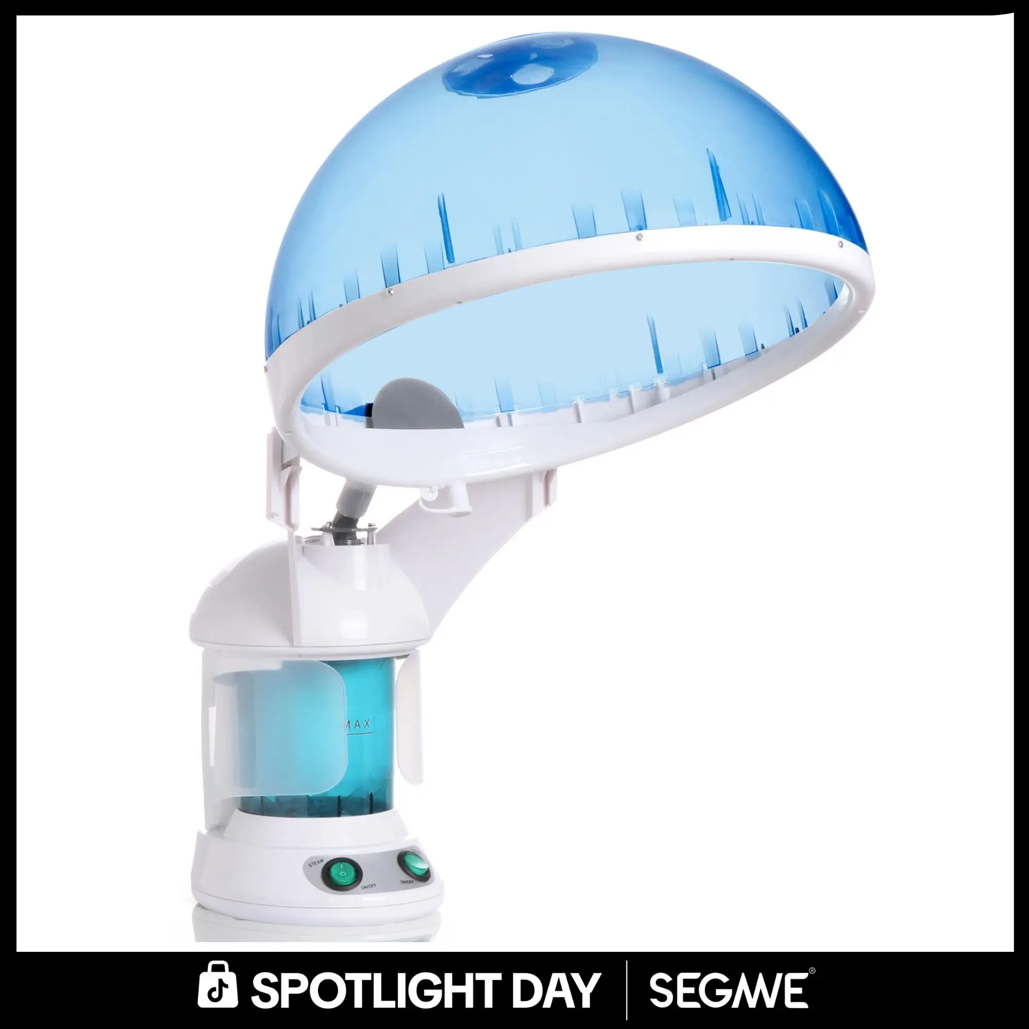 Segawe 2-in-1 Portable Hair & Facial Steamer with Bonnet Hood - 1300W Freestanding UV Ozone Dual Steam Device, US Plug, Clean Water Compatible, Blue, UV Light Rotating Head Hair Steamer Diffuser Skin Care Device for Home Selfcare, Steamer Diffuser Skin Ca