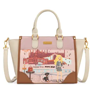Venetti Women's PU Leather Tote Handbag, Top Handle with Detachable Crossbody Strap, for Casual Everyday Use