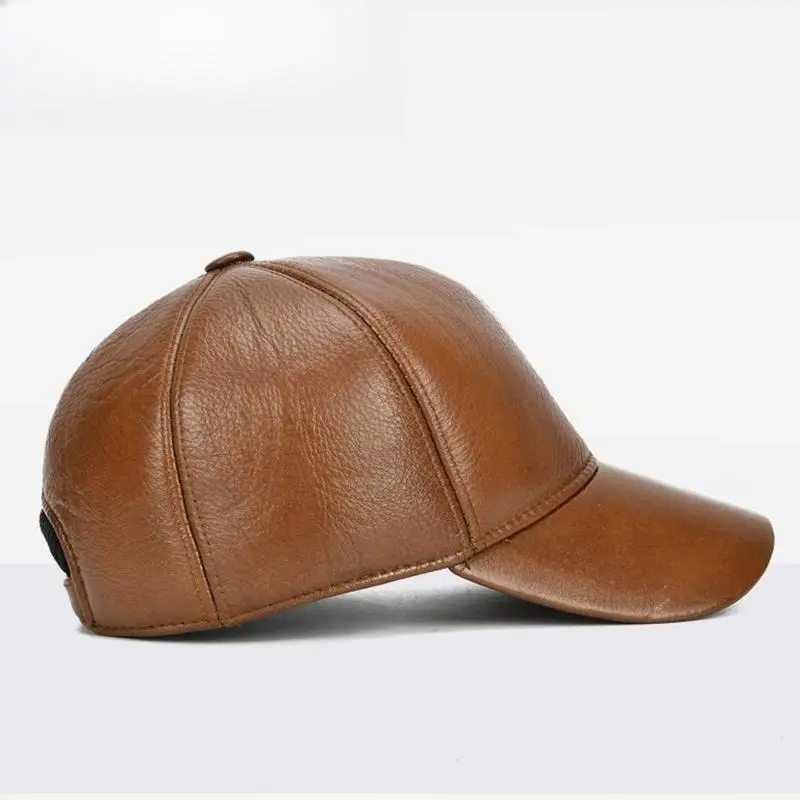 Men's Casual PU Leather Baseball Cap with an Adjustable Strap, Ideal for Outdoor Sports during the Fall and Winter Seasons, Casual Baseball Cap