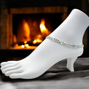 925 STAMPED STERLING SILVER PLATED 5mm 10" CONCAVE CURB CUBAN CHAIN HIGH QUALITY BRASS ANKLET BRACELET ACCESSORY