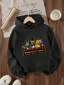 New Spring And Autumn Children's Clothing, Boys And Girls' Creative Hooded Sweatshirts, Graphic Hoodies, Five Nights At Freddy's Printed Tops, Trendy, Casual, Fashionable And Unique Daily Wear That Suits Any Occasion, Ideal Gift Choice