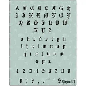 Stencil1 Old English 1/2 Inch Letters and Numbers Stencil - Versatile for Art, Paint Signs, Apparel & Crafts, High-Quality Durable Material