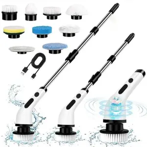 Electric Spin Scrubber Cordless Shower Cleaner,Electric Cleaning Brush-9 Replaceable Brush Heads, 3-Length Extendable Handle, 3-Speed Adjustable, IPX7 Waterproof, Suitable for Bathroom, Kitchen, Tub, Tiles & Car，2026 Upgraded Version. outdoorfun