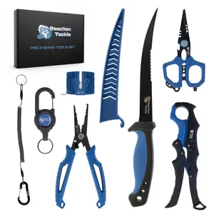 Reaction Tackle 7-Piece Fishing Tool Kit - Fillet Knife, Pliers, Braid Scissors & Lip Gripper