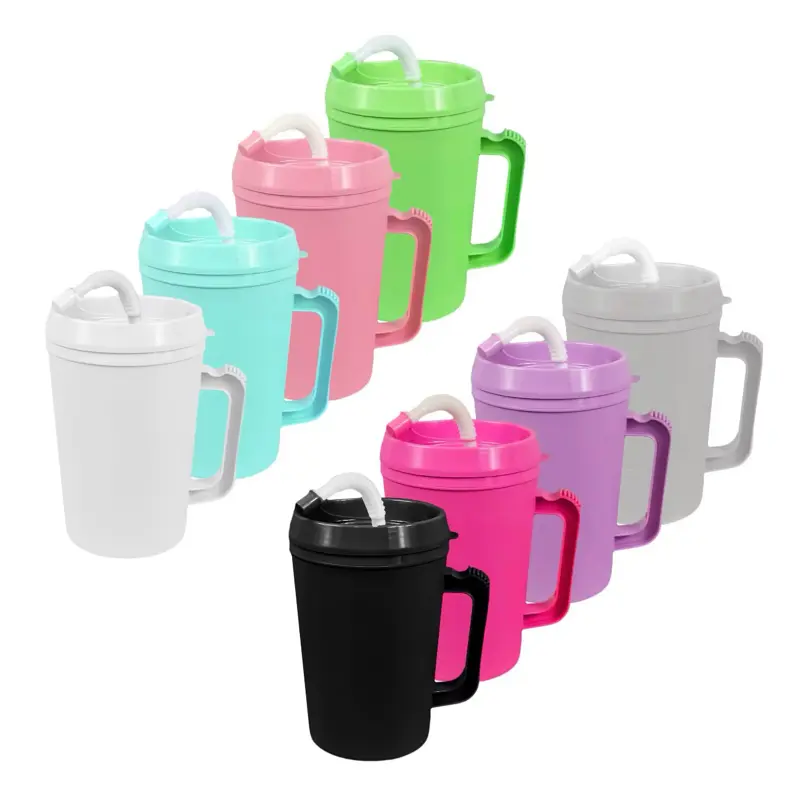 34 oz Trucker Mug with Lid and Handle in Assorted Colors for Easy Grip and Leak-Proof Design