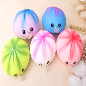 Bubble blowing Dumpling Squishy Toy  Colorful Dumplings Stress Balls Fidget Sensory Toy, Soft Squeeze Decompression Dough Gift for Adults