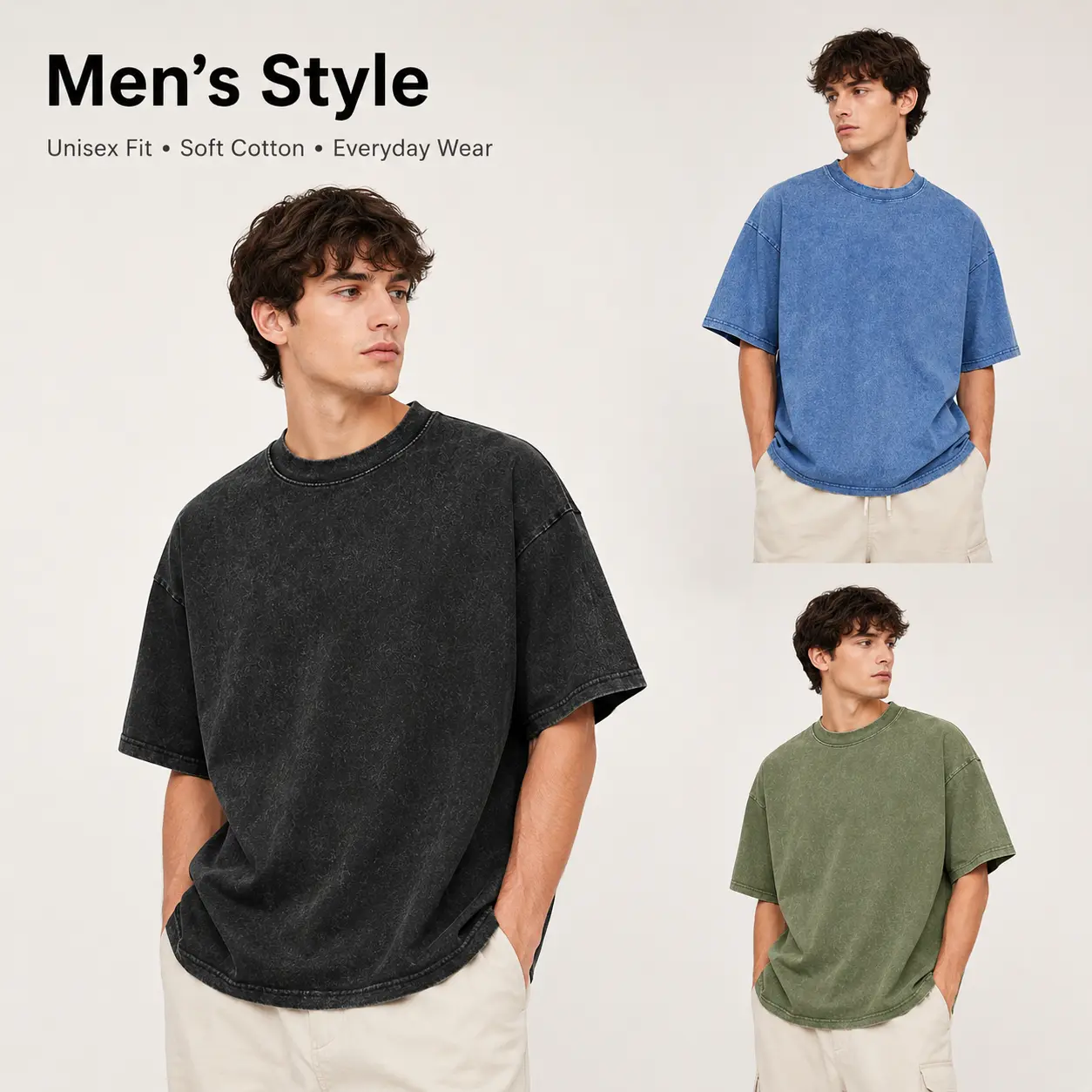 Women's 100% Cotton Vintage Washed Oversized Baggy T-Shirt - Casual Round Neck Short Sleeve Loose Fit Streetwear Top for Unisex Wear, Tshirt