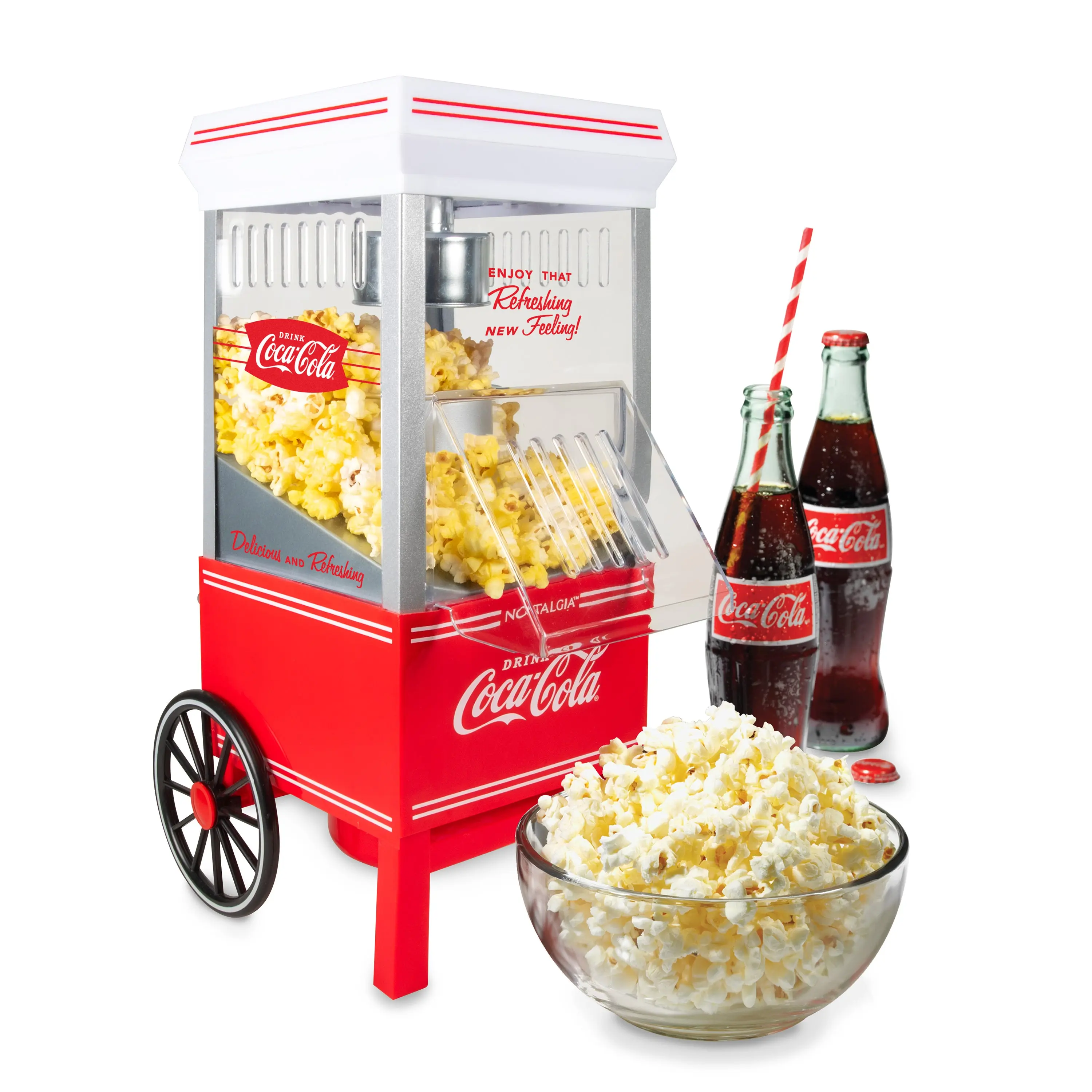 Coca-Cola® 12-Cup Hot Air Popcorn Maker, 12-cup Popper for Household Kitchen Use, Standard Plug Coca-Cola® 12-Cup Hot Air Popcorn Maker, 12-cup Popper for Household Kitchen Use, Standard Plug