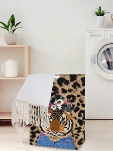 Tiger Pattern Open Storage Box, Foldable Laundry Basket with Handle, Random Print, Casual Home Bathroom Organizer