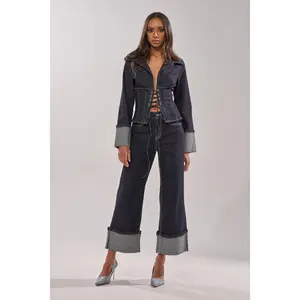 DON'T TALK TO ME WIDE LEG DENIM JEANS