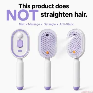 Electric Air Cushion Massage Comb With Auto Cleaning Spray, Anti Static Design For Dry And Frizzy Hair, Realizes Scalp Massage, Hair Smoothing And Volumizing Effects(Essential Oils Not Included)