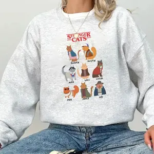 Stranger Cats Shirt, Cute ST Sweatshirt, Christmas Things Cat Sweater, Hawkins T-Shirt, The Upside Down Tee, Fun Graphic Unisex Shirt for Men and Women
