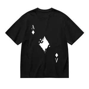 Ace of Diamonds Playing Card T-Shirt, Minimalist Poker Card Graphic Tee, Black & White Casual Cotton Shirt, Streetwear Aesthetic Top