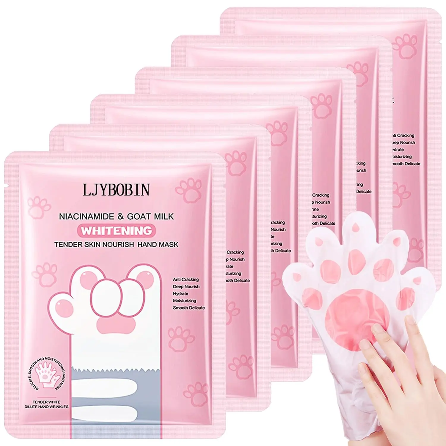6PCS Hydrating Hand Mask Gift Set, Intensive Cute Hand Masks for Dry Cracked Hands, Gentle Long Lasting Moisturizing Gloves for Soft Smooth Touch Hands