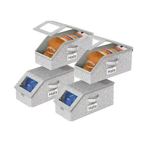 Stackable Hat Storage Boxes for Baseball Caps, Holds Up to 24 Hats, Durable Cardboard Box for Men, Classic Style, Wardrobe Organizer #hat#hatorganizer#hatstorage