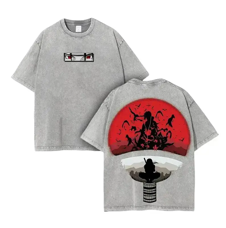 Retro Vintage Limited Uchiha Itachi the Betrayer - Naruto Anime Double Printed Washed Tee Unisex couple T-shirts Oversize Anime Manga Lightweight Cotton T-Shirt Anime Fan Anime Lover Unisex Casual Streetwear Manga Graphic Tee anime manga-style graphics