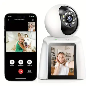 [SummerVibes] 2K Indoor Security Camera 2.8 Inch Screen Baby Monitor Pet wireless wifi Camera 360° Auto Tracking Night Vision Two-Way Audio Video AI Siren Alarm Phone App Remote for Baby Elderly Pet Home Safety smart motion cam