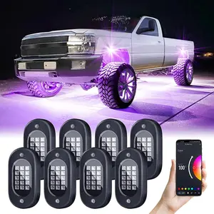 Honalia RGB Car Rock Lights Kit, LED Car Ambient Light, Underglow Led Lights For Cars, LED Underglow Multicolor Neon Light with App Control, Flashing Music Mode Wheel Well Light, Car Light Decor, Men's Gift for Truck ATV UTV RZR SUV