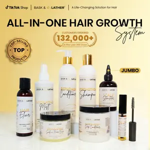 Bask & Lather Ultimate Healthy Hair Care Bundle - Limited Edition with JUMBO Scalp Stimulator, Hair Elixir, Hydrating Mist, Stimulating Balm, Strengthen Shampoo, Replenish Conditioner, Aloe & Honey Deep Conditioner, Volume Serum