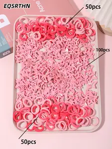 200pcs pink hair ring five-pointed star hair clip set, ladies daily home commuting dating shopping travel hair all-match practical hair accessories set, sweet and lovely pink five-pointed star hair clip small hair ring combination