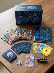 Mega Evolution Phantasmal Flames Elite Trainer Box – 9 Booster Packs, Full Art Promo Card, Card Sleeves, Dice Set & Collector Storage Case Trading Card Game Bundle
