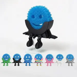 Creative Hanging Sponge Holder with Drainage/Traceless Glue, 3D Printing Countertop Funny Sponge Holders for Kitchen Sink, Keeps Your Sponge Dry & Smiling, for Scrub Daddy Holder