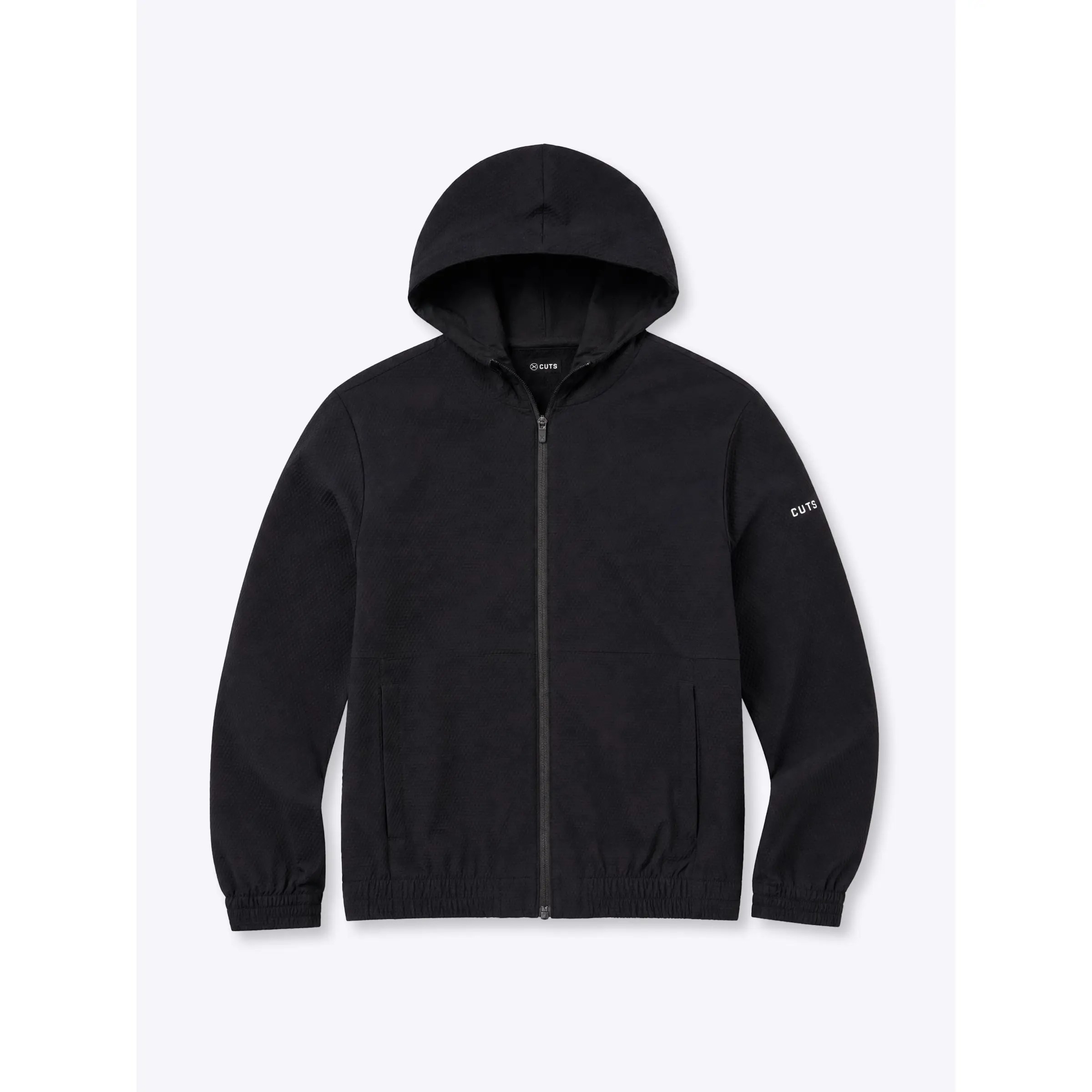 CUTS CLOTHING Men's Jacquard Textured Jacket - Black, Full Zip, Lightweight Fabric, Modern Jackets & Coats, Textured Men's Lightweight Style
