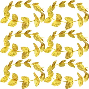 6 Pieces Halloween Toga Headband Roman Wreath Greek Crown Headpiece Gold Leaf Crown Headband Laurel Wreath Crown Toga Costume for Men Women Headdress Toga Party Decoration Accessories