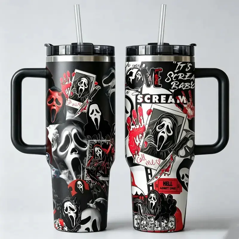 Ghostface Scream Tumbler Cup 40oz, Scream Horror Movie Tumbler 40oz, Gift for Her, Horror Movie Character Tumbler 40oz, Halloween Gift