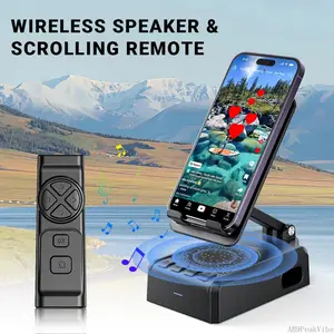 Wireless Speaker Cellphone Stand with Remote Control for Tiktok Scrolling, Rechargeable Portable Mobile Tablet Stand, Gifts for Family Friends Smartphone Mount(UPGRADED)Everlanelnspired17FFWildPulse9AB9PeakVibe