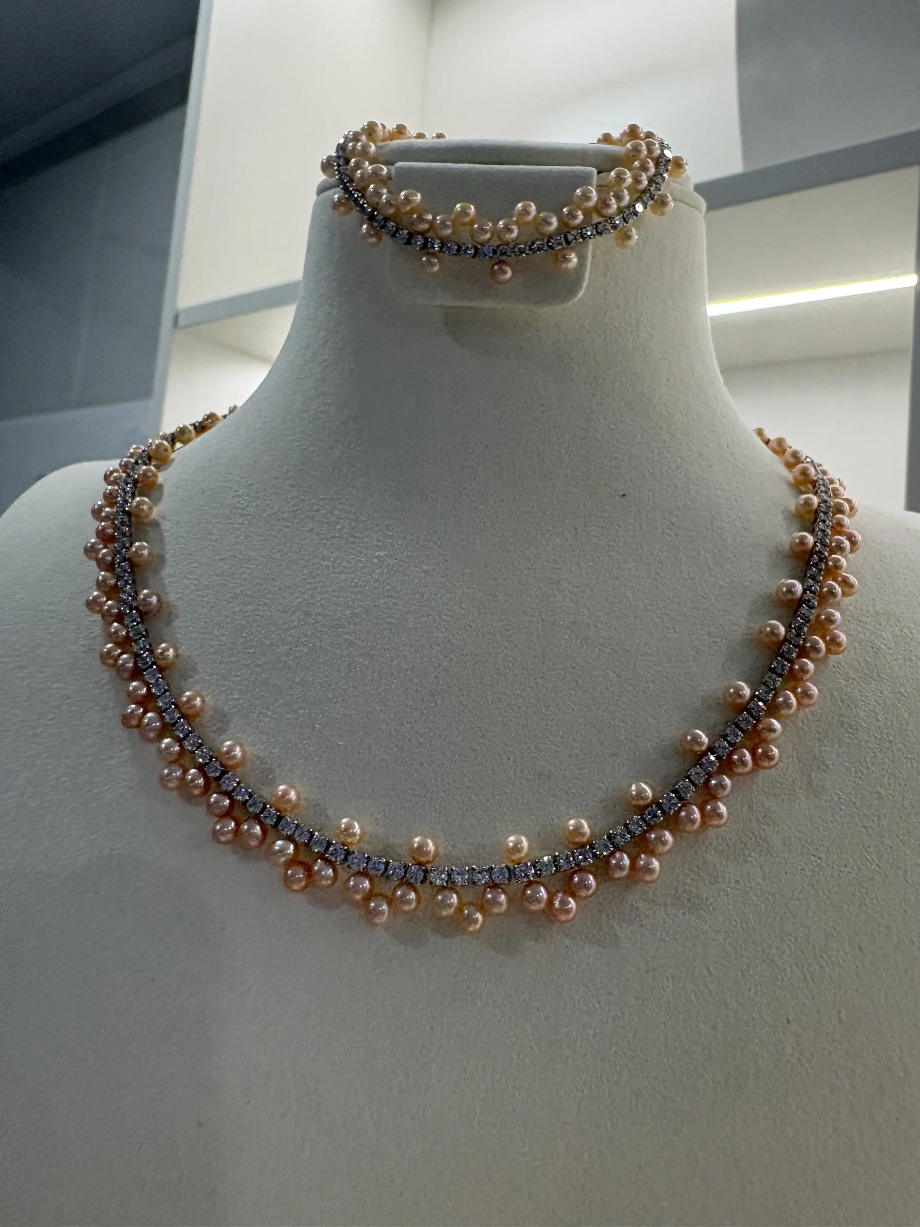NO.11-Chinese red style woven pearl necklace