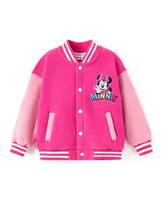 Disney Minnie Mouse Kids' Baseball Jacket - Cute Color - Block Design, Soft Fleece | Exclusive on TikTok Shop