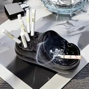 Little Cute Ceramic Clog Ashtray - Windproof Ash Tray for Indoor & Outdoor Patio Porch - Creative Desk Ornament for Office & Home Decor - Unique Adorable Birthday, Easter & Christmas Gift Idea for Smokers, Men & Women