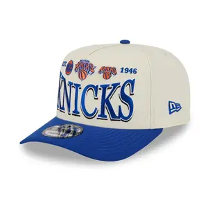 New York Knicks New Era Basketball A-Frame Adjustable Cap, Curved Brim Sports Hat, Structured Streetwear Fan Hat, Casual Game Day Baseball Cap, Unisex Everyday Headwear