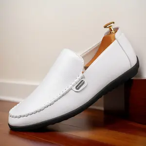 Men's classic business casual wear loafers, rubber sole, round-toe loafers, all-season business office daily casual shoes 87558