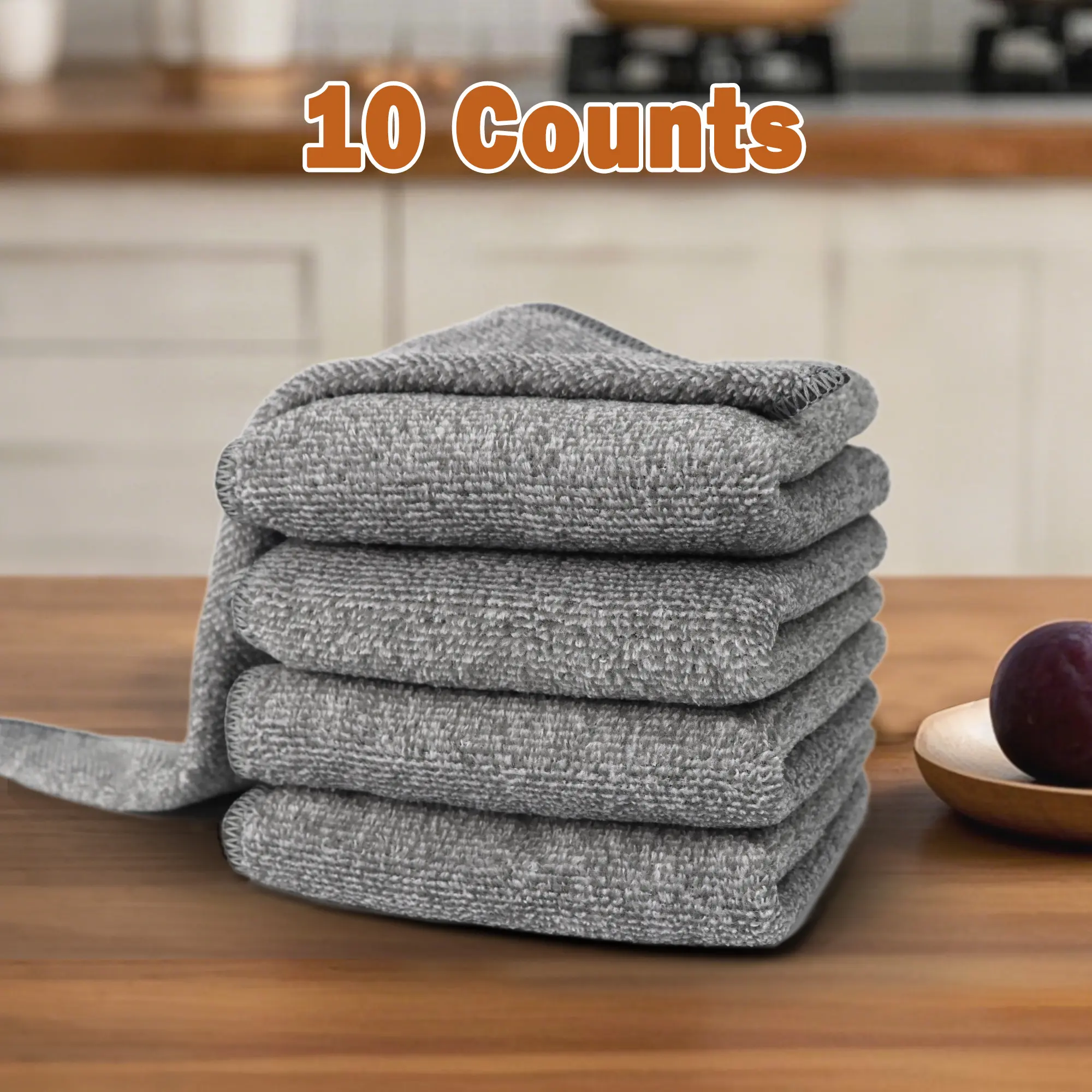 100% Natural Bamboo Fiber Dish Towels - 10-Count Chemical-Free Cleaning Cloths (30cm x 30cm)