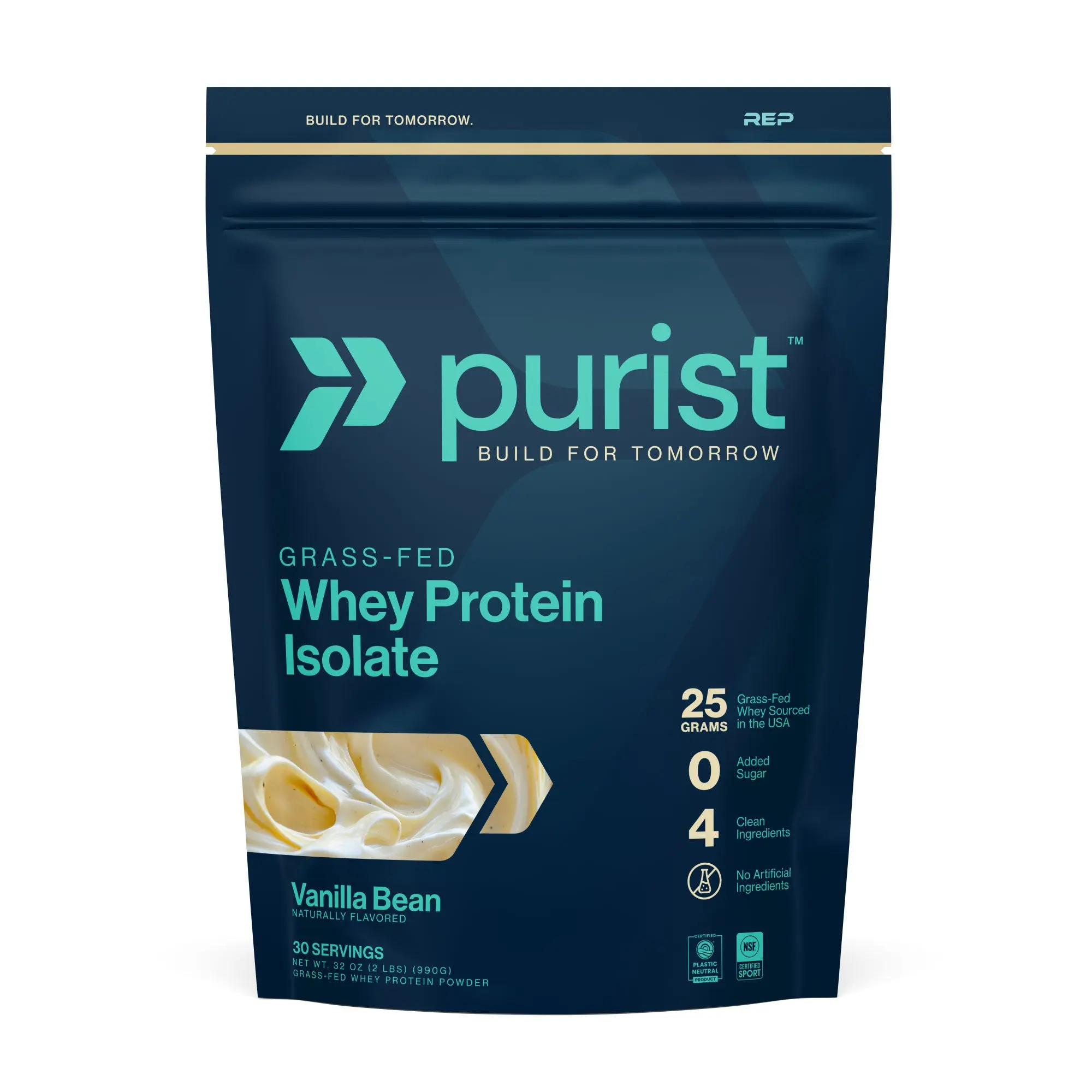 Purist Grass-Fed Whey Protein Isolate Powder, 25g Protein per Serving, Gluten-Free, Soy-Free, NSF Certified for Sport, for Men & Women