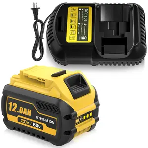 12.0-AH 20V/60V Replacement for DEWALT 60V MAX Battery DCB606 DCB609 DCB612 and Charger DCB105,Compatible with DeWalt 20V/60V Tools 2 Pack