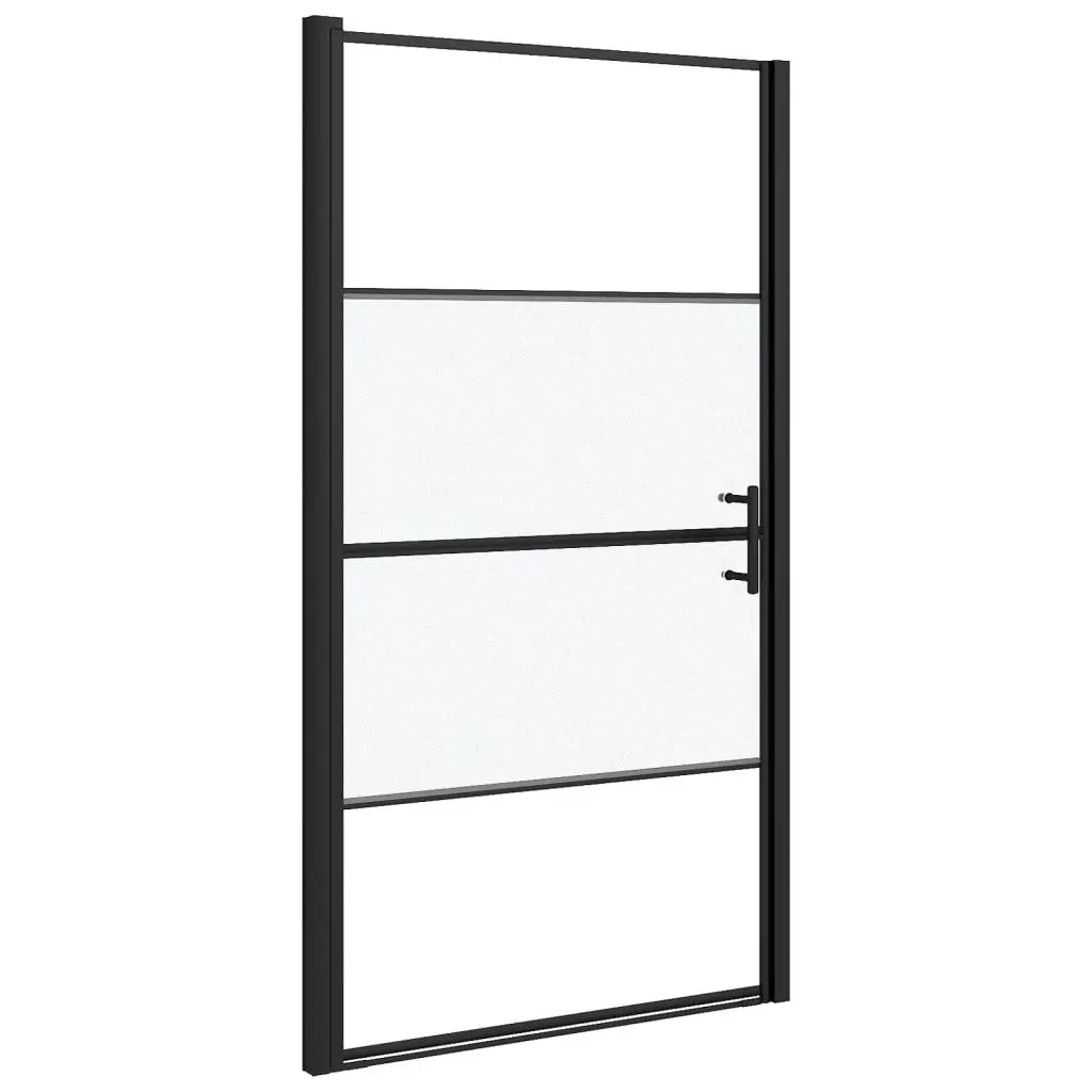 vidaXL Pivot Shower Door, Adjustable Bathroom Glass Door, Shower Screen, Shower Enclosure, Black Frame Half Frosted Tempered Glass Splash-proof 151867
