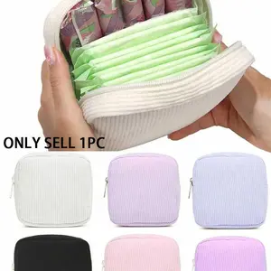 Portable Sanitary Napkin Storage Bag, Cute Simple Design, Suitable for Coins and Lipstick, Grid Pattern, Multiple Colors Available