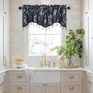 Modern Home Decor Multicolor Print Beaded Curtain Head, Living Room Bedroom Universal 1pc, Elegant Traditional Style, Window Curtain