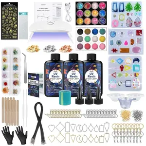 UV Resin Jewelry Making Kit – 300g Clear Resin with UV Light, Molds & Tools for DIY Keychains & Earrings