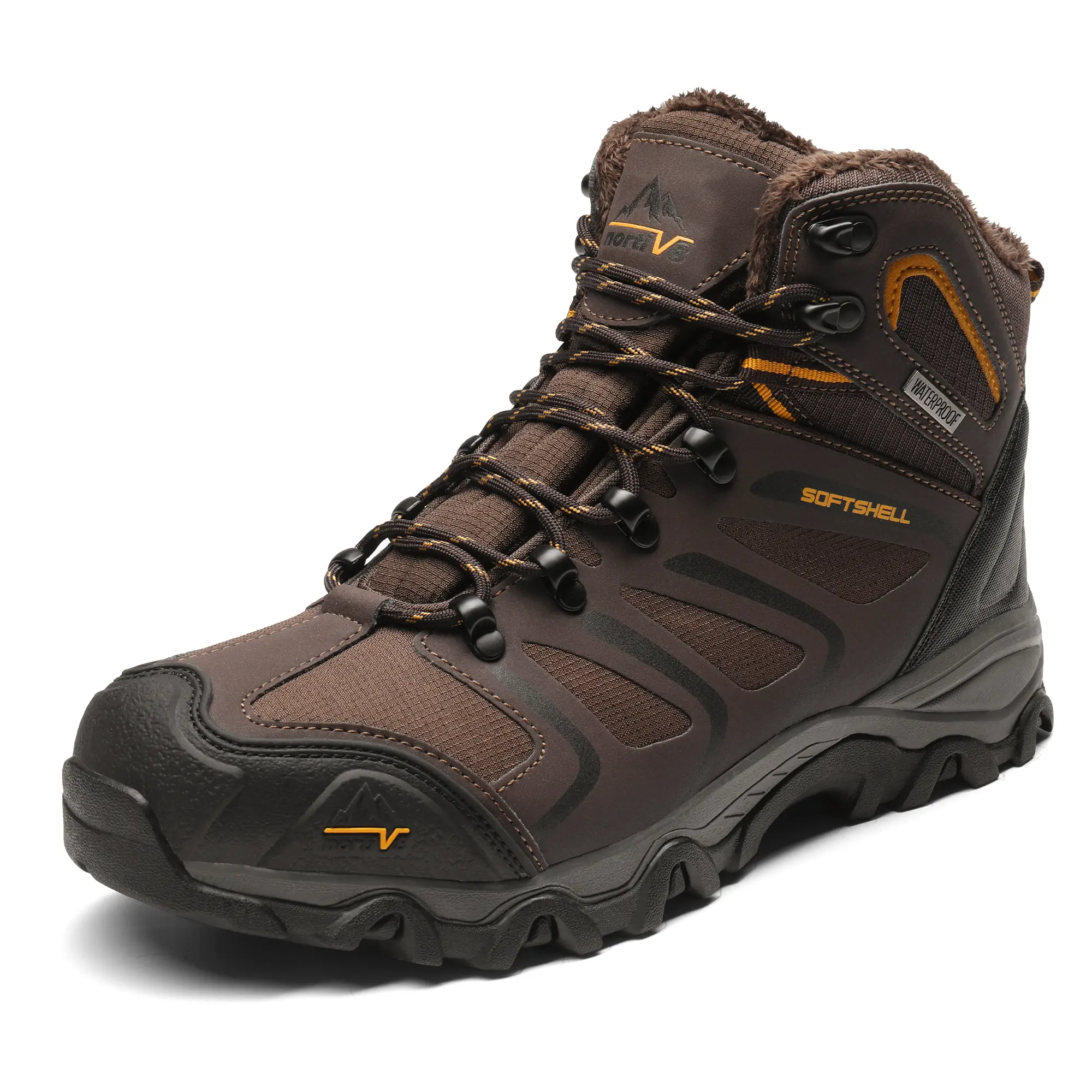 NORTIV8 Armadillo Series Durable Outdoor Hiking Boots - Men's Winter Waterproof Rubber-PU-Fabric Footwear for Trekking, Camping, Trekking Camping Shoes, Slip Resistant Shoes, Water Resistant, Md, Insulated Liner