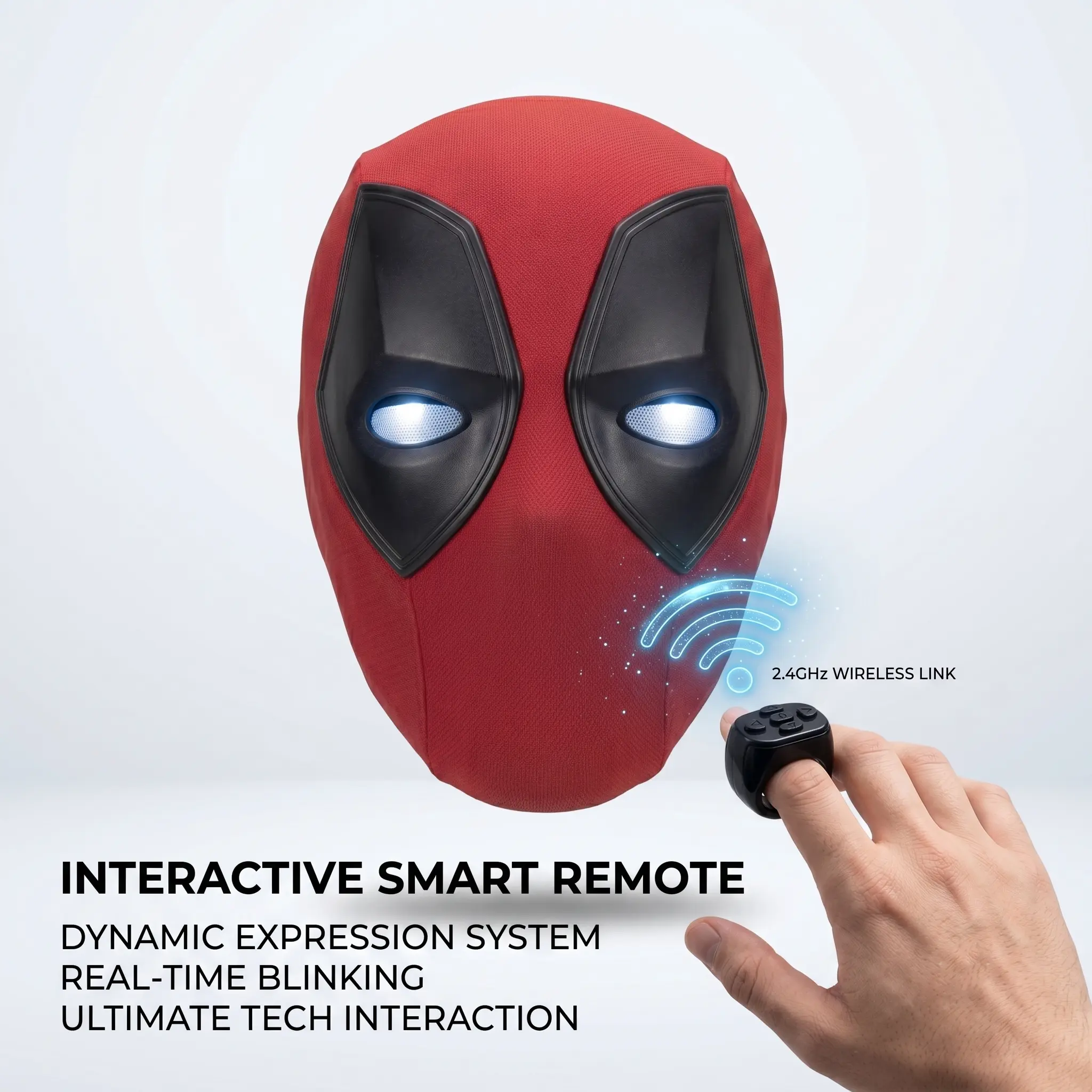 Cool Hero Mask - Remote Control Skin-friendly Red & Blue Lights - Perfect for Cosplay, Halloween, Festivals, Parties - 26cm x 19cm x 11cm - Plastic Material