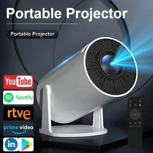 XBJ Mini Smart Projector HY300 with 4K/720P Resolution Android 11 WiFi BT 5.0 Auto Keystone 130" Screen 180° Flip Audio Home Theater Surround Sound Portable Projector