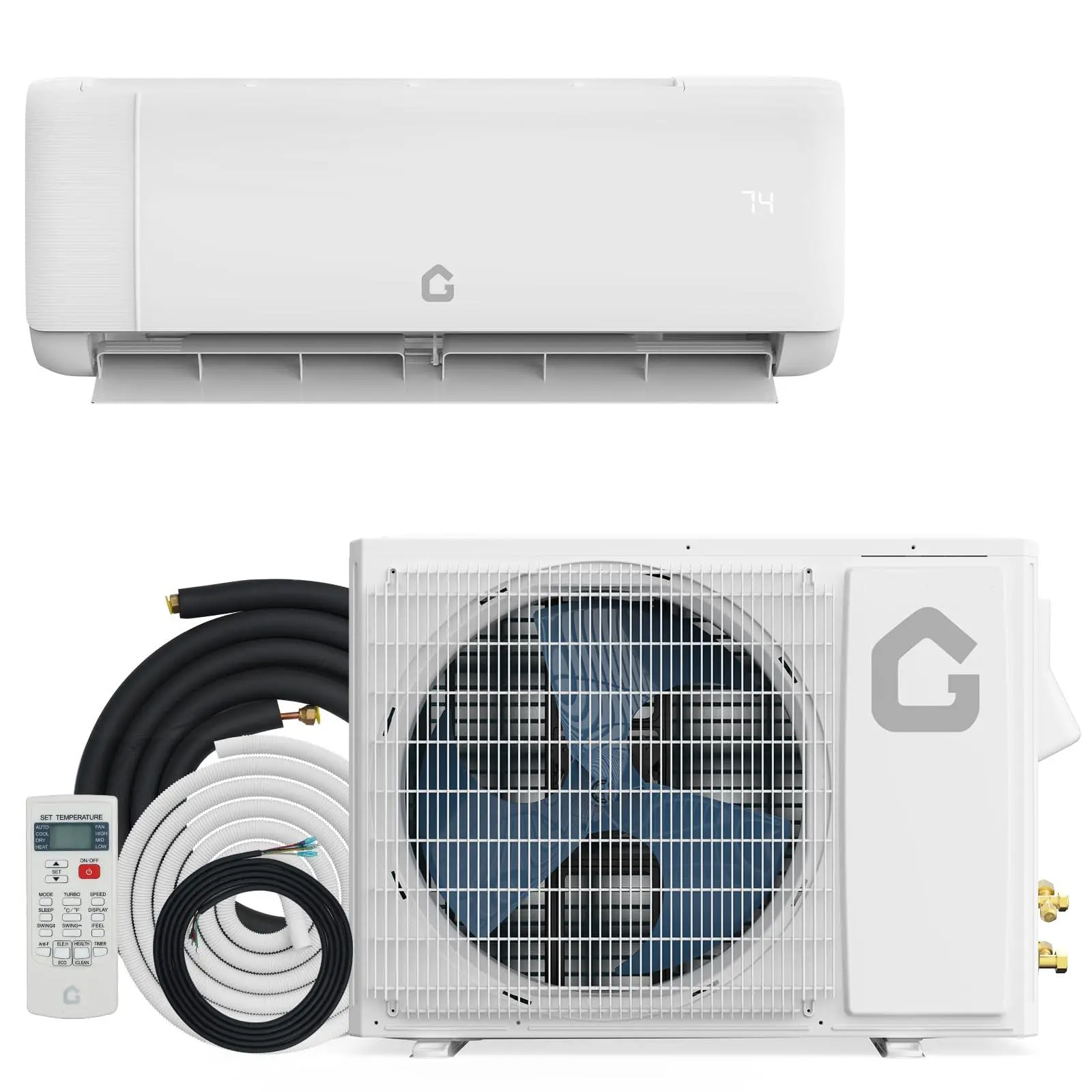 Garvee 9000 BTU Mini Split Air Conditioner - 18.5 SEER2 Rated Ductless Inverter Mini Splits, 230V, 450 Sq. Ft Cooling, Heat Pump System, Alexa-Compatible, White
