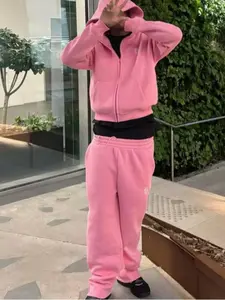 New Retro Y2K Sweatshirt Set, Hip Hop Street Style Casual Vibe, Embroidery and Leg Zipper Design, Fashionable Streetwear for Men
