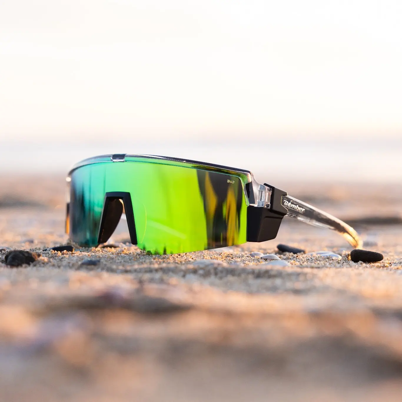 Bomber Eyewear Smoke Bomb | Men's Safety Sunglasses Unisex Almost Rimless ANSI Z87+ Shield Cylinder Lens UV Protection Polarized & Standard Job Site Outdoor Work Lightweight