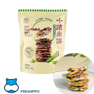 FRESHIPPO Cucumber Flavor Rice Crackers Snack Crisps Ten Vegetable Chips Rice  Cakes,  4.16 oz Crispy Crunchy Non-Fried, High Dietary Fiber Snack