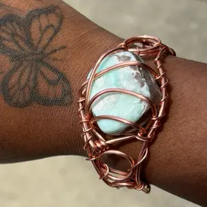 Juma CopperKing Gemstone Kingdom Bracelets Hand-Wrapped with Signature Wire Design Unique Natural Variations in Color Shape and Pattern